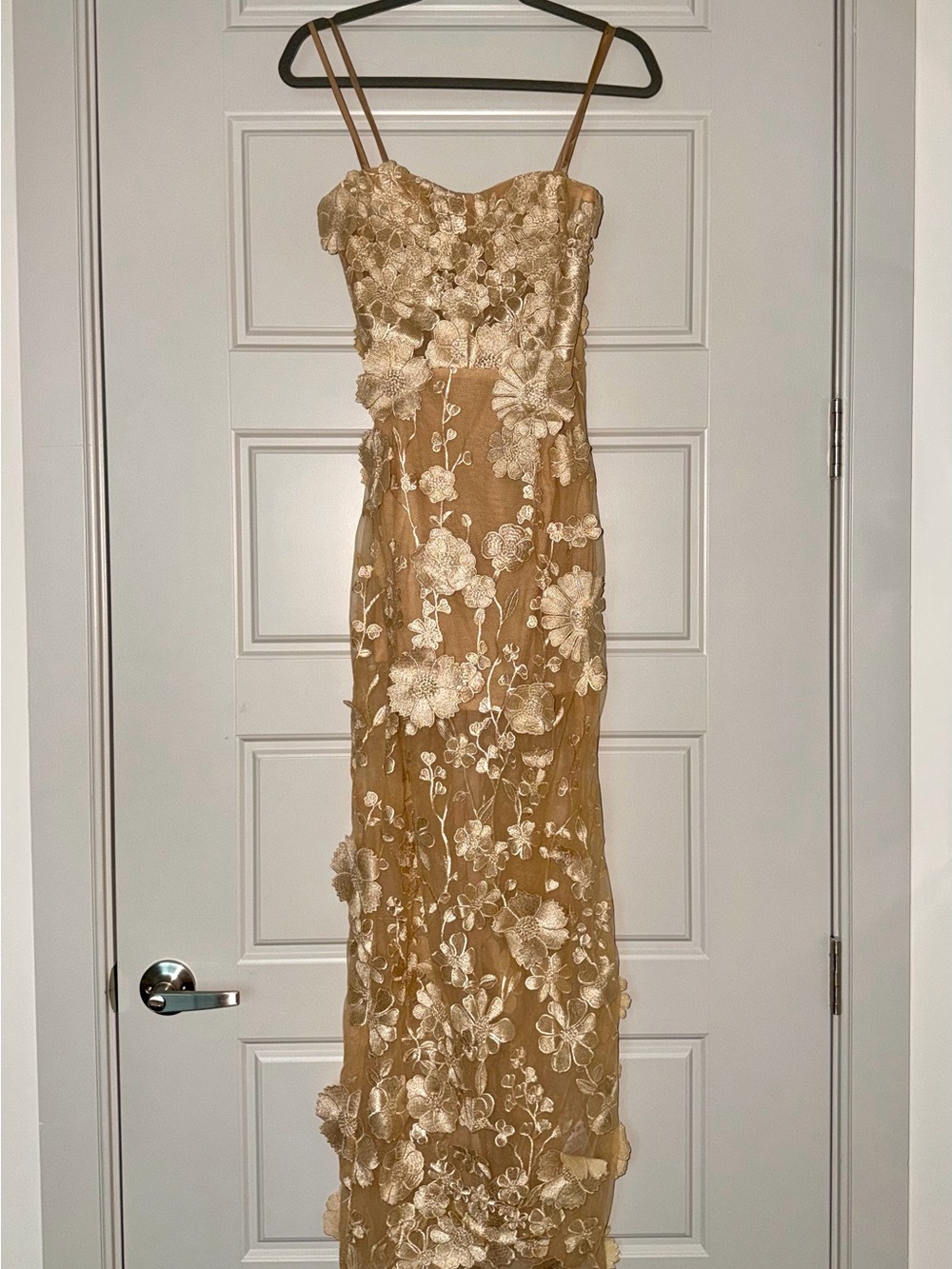 Gold Floral Embroidered Dress